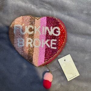 Francesca's Collections Sequin Heart Wristlet - Pink, Rose Gold, Red